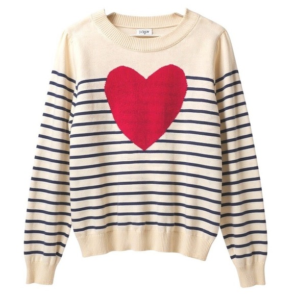 J.CREW Women Puff Sleeve Heart Striped Sweater Medium Ivory Nautical Clean Girl - Picture 12 of 12
